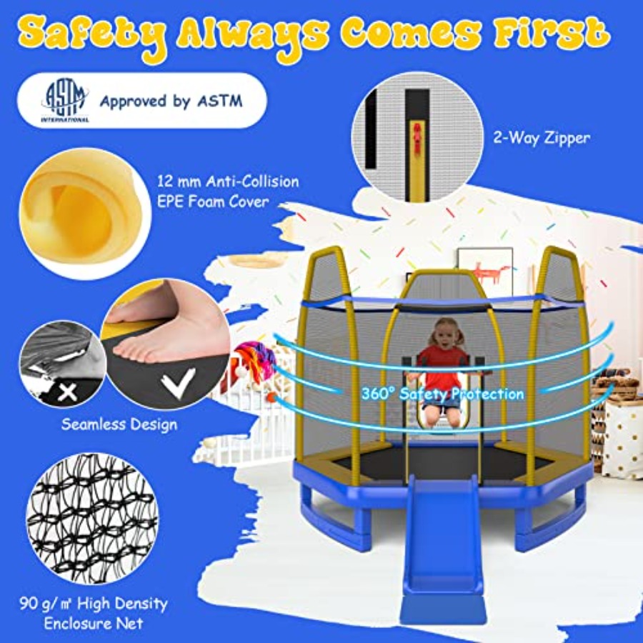 7 FT Trampoline With Ladder Sl - Trampoline Spring Cover 评论和价格